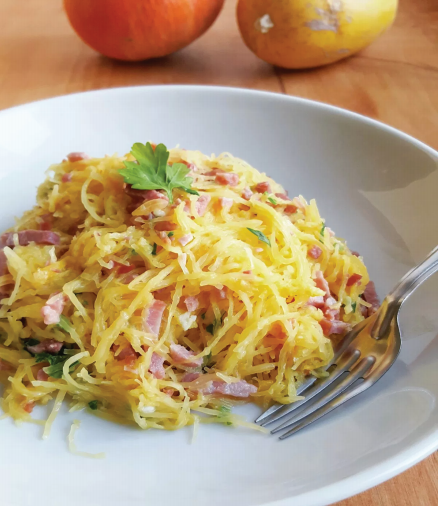 Courge spaghetti façon carbonara